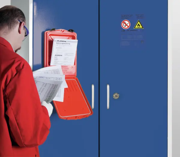 Document storage box for MSDS documents