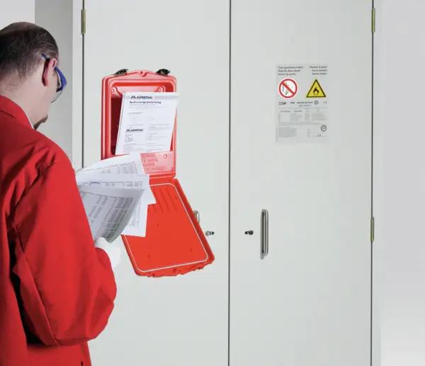 Document storage box for MSDS documents