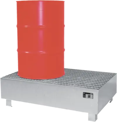 Auffangwanne aus Stahlblech, verzinkt, für 2 x 200 l-Fass