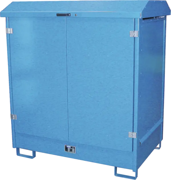 Hazardous substance depot, painted, with two wing doors