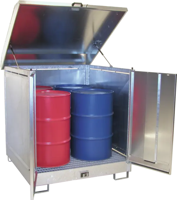 Hazardous substance depot, galvanised, with two wing doors