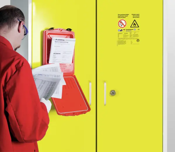 Document storage box for MSDS documents