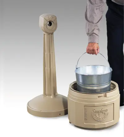Sammelbehälter für Zigaretten- kippen aus HDPE, Fb. beige