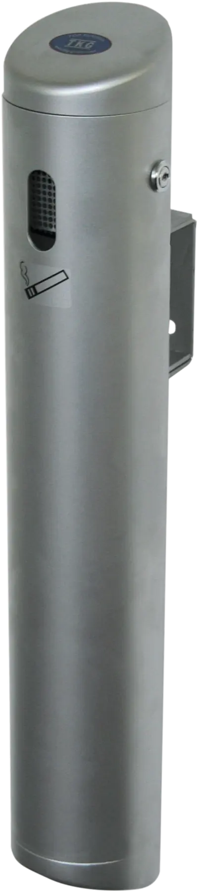 Sammelbehälter für Zigaretten- kippen aus Aluminium, silber