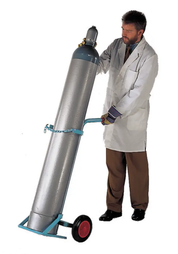 Gas cylinder trolley for the transport of a 50 l cylinder
