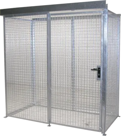 Gasflaschencontainer mit Dach und Doppelflügeltür für 32 x Gasflasche d = 220 mm