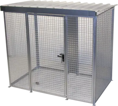 Gasflaschencontainer mit Dach und Doppelflügeltür für 60 x Gasflasche d = 220 mm