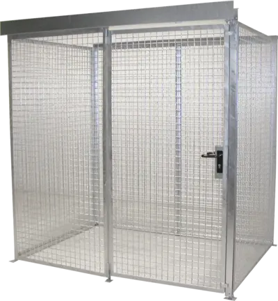 Gasflaschencontainer mit Dach und Doppelflügeltür für 48 x Gasflasche d = 220 mm