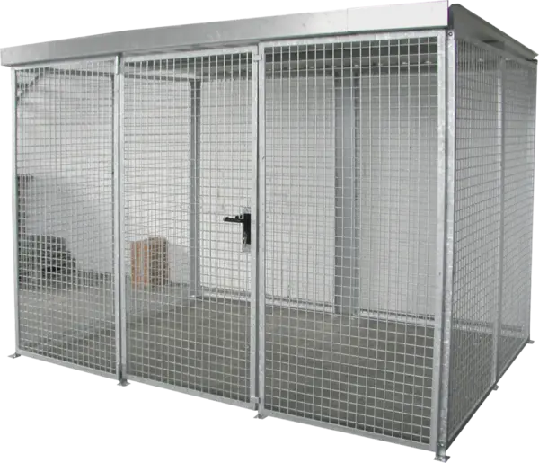 Gasflaschencontainer mit Dach und Doppelflügeltür für 104x Gasflasche d = 220 mm