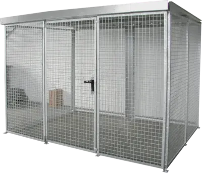 Gasflaschencontainer mit Dach und Doppelflügeltür für 104x Gasflasche d = 220 mm
