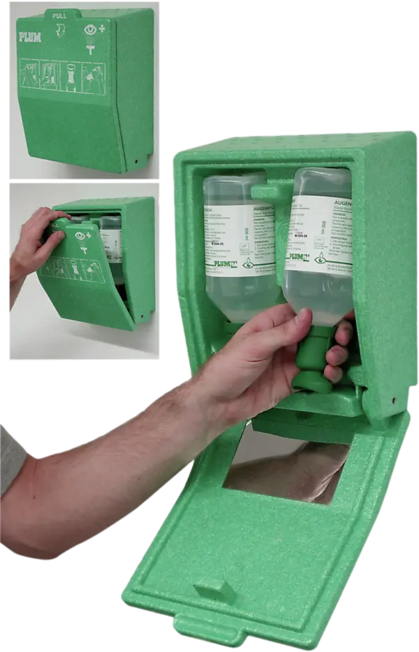 Eye rinsing station with two bottles, 500 ml