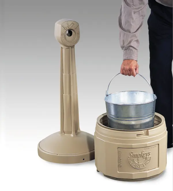 Sammelbehälter für Zigaretten- kippen aus HDPE, Fb. beige