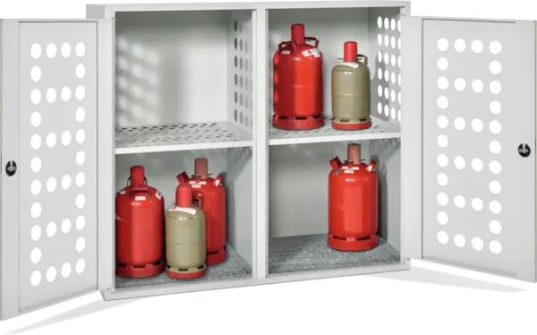 Gas cylinder box with 2 doors perforated doors and side panels