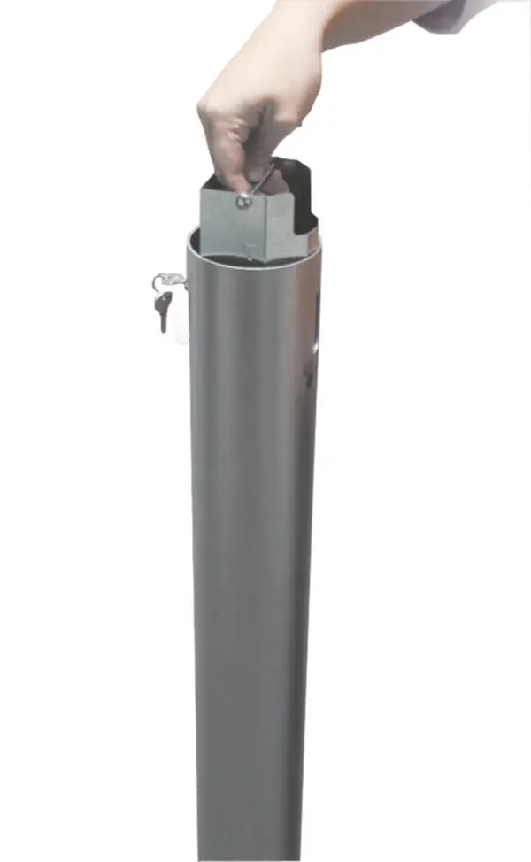 Sammelbehälter für Zigaretten- kippen aus Aluminium, silber