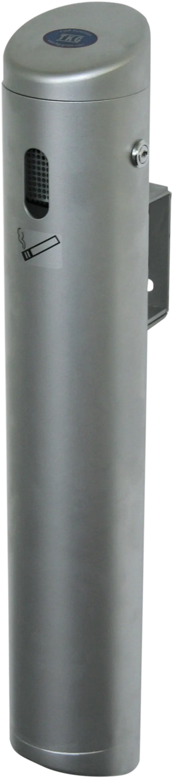 Sammelbehälter für Zigaretten- kippen aus Aluminium, silber