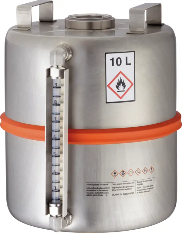 Sammelbehälter aus Edelstahl, mit Inhaltsanz., Inhalt: 10 l