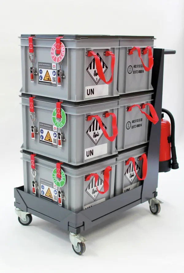 BATTERY Transportwagen mit F500 Feuerlöscher 3l