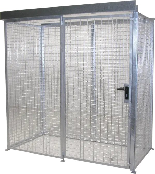 Gasflaschencontainer mit Dach und Doppelflügeltür für 32 x Gasflasche d = 220 mm