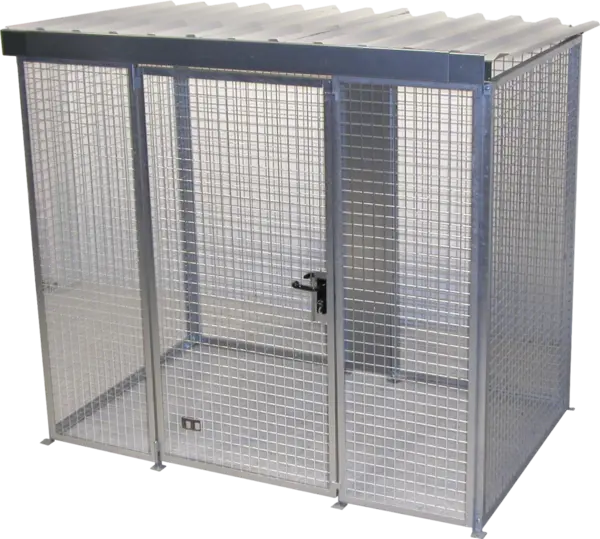 Gasflaschencontainer mit Dach und Doppelflügeltür für 60 x Gasflasche d = 220 mm