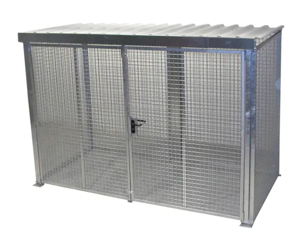 Gasflaschencontainer mit Dach und Doppelflügeltür für 78 x Gasflasche d = 220 mm