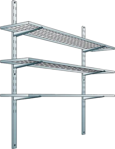 Regalsystem mit 3 Lagerebenen für Sicherheits-Lagercontainer