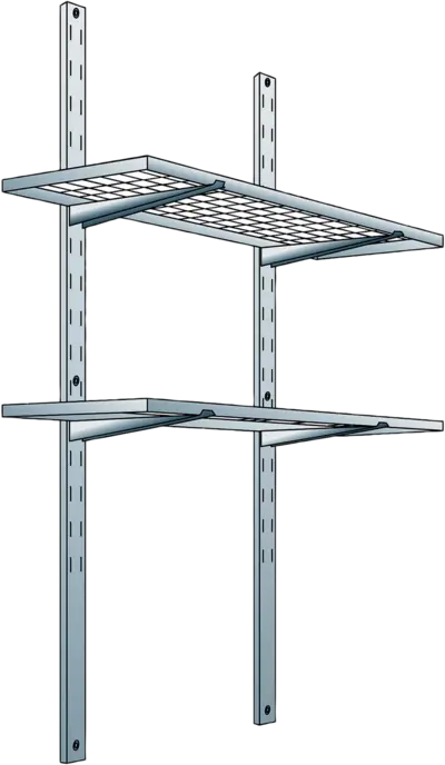 Regalsystem mit 2 Lagerebenen für Sicherheits-Lagercontainer