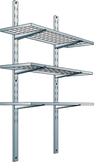 Regalsystem mit 3 Lagerebenen für Sicherheits-Lagercontainer