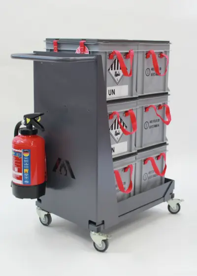 BATTERY Transportwagen mit F500 Feuerlöscher 3l